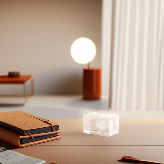 Luxshiny Crystal Human Brain Model Paperweight Transparent 3D Anatomy Display for Home Decor