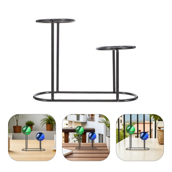 Luxshiny Crystal Sphere Base Metal Stand Black Decorative Orb Holder for Garden Or Home