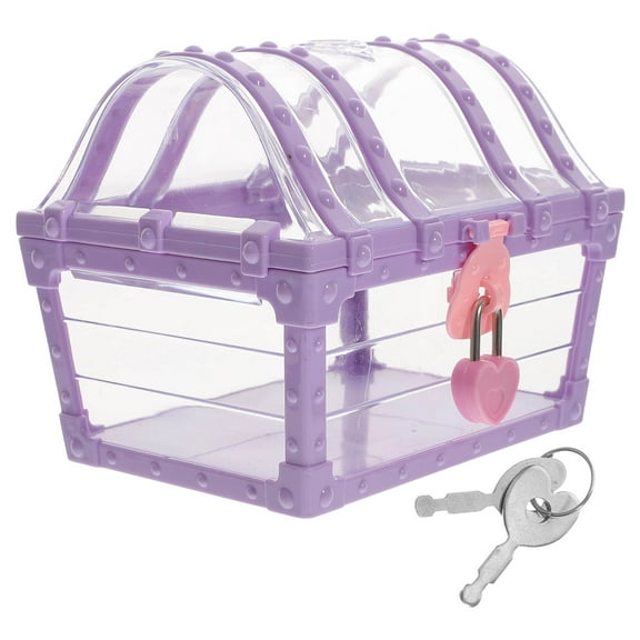 Luxshiny Elegant Purple Plastic Pirate Treasure Chest Box Keepsake Organizer for Storage