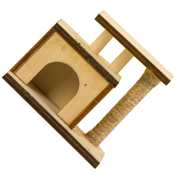 Luxshiny Cute Cat Scratching Post Khaki Wood 1Pack Mini House Decor