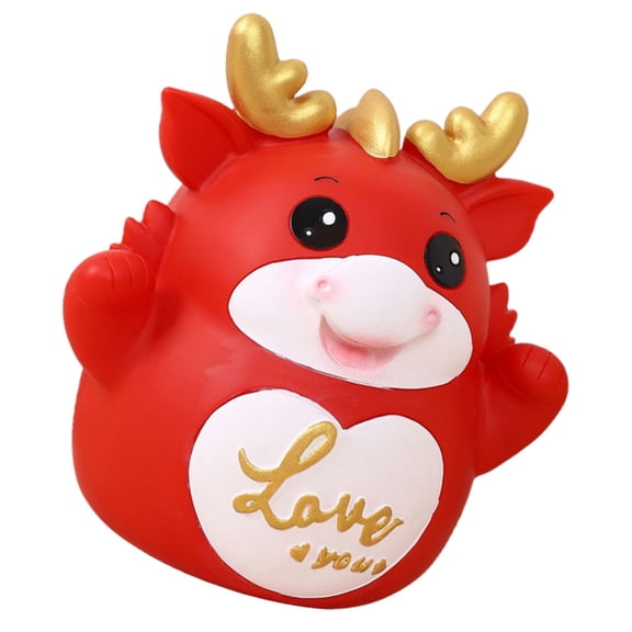 Luxshiny Cute Coin Bank Dragon Figurine Red PVC 1 PCS for Coin Storage