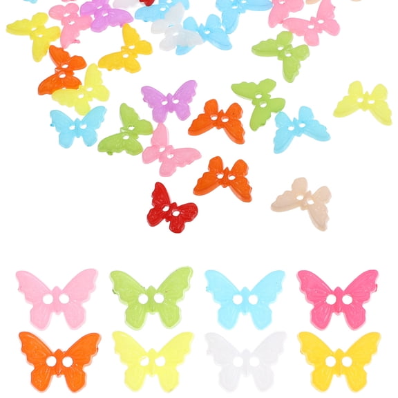 Luxshiny DIY Projects Resin Butterflies Sewing Buttons for Hats and Clothes 100pcs