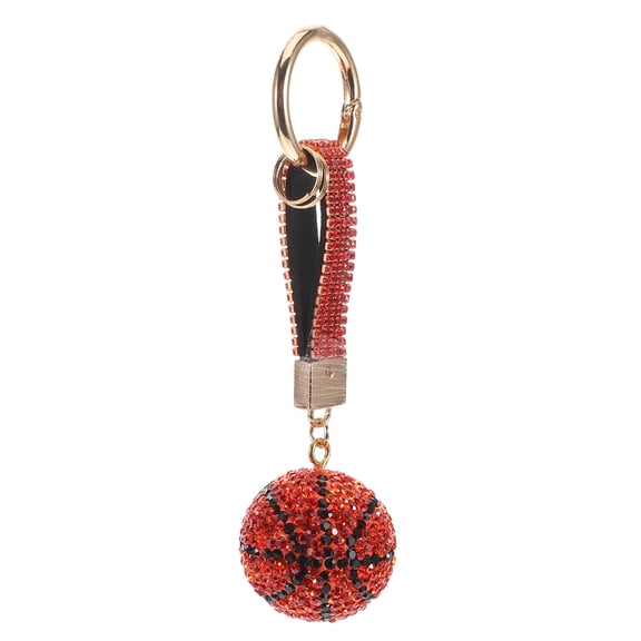 Luxshiny Dazzling Red Basketball Keychain Pendant Rhinestone Charm for Bags and Keys Durable Resin and Zinc Alloy