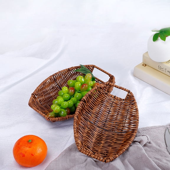 Luxshiny Imitation Rattan Fruit Basket Light Brown 1Pack Smooth Surface for Friends