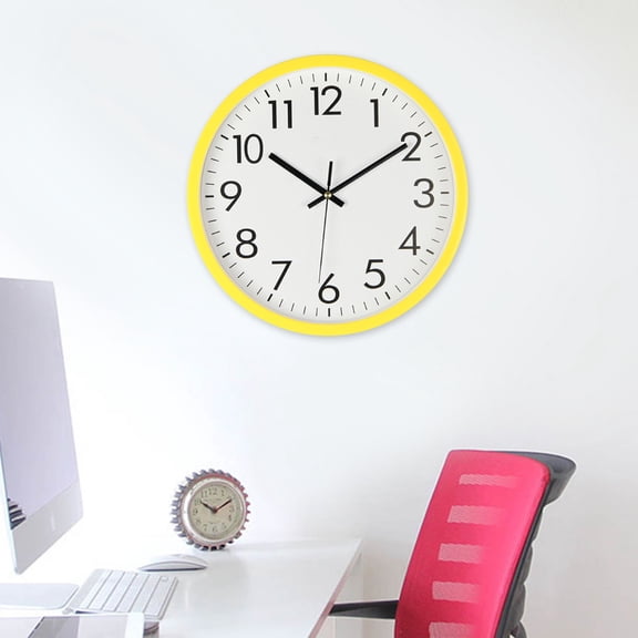 Luxshiny Yellow Silent Wall Clock with Minimalist Vintage Design, Decorative Timepiece for Calm and Spaces