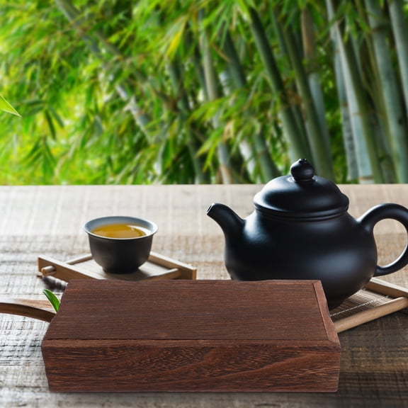 Luxshiny Decorative Storage Box Tea Box Wood Dark Brown Adults 1Set