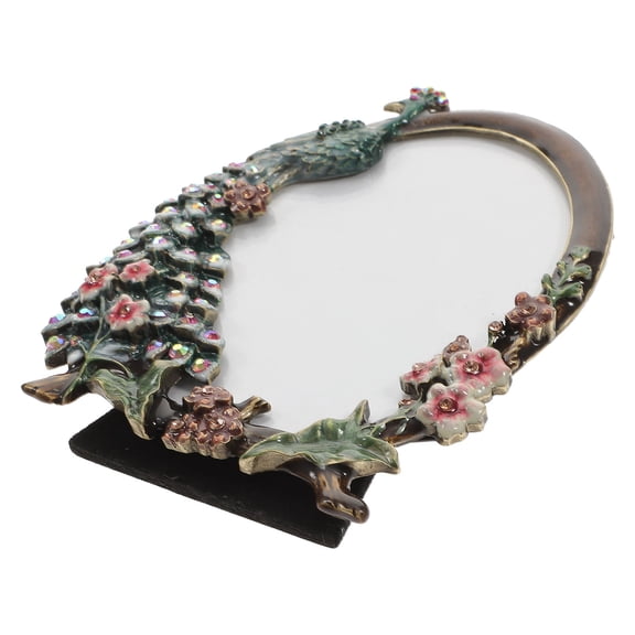 Luxshiny Decorative Vintage Photo Frame for Desktop Display with Unique Peacock Pattern