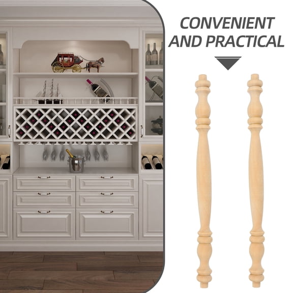Luxshiny Decorative Wood Spindles Light Brown for Cabinets and Furniture 2Pcs