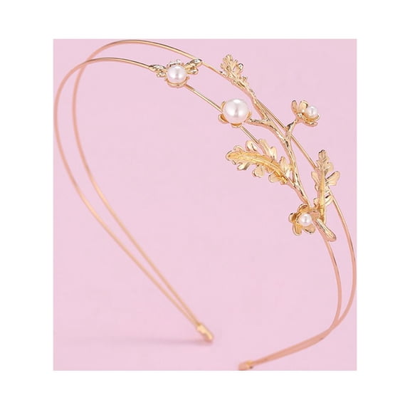 Luxshiny Decorative Golden Alloy Hairhoop with Double Layer Branches for Formal Occasions