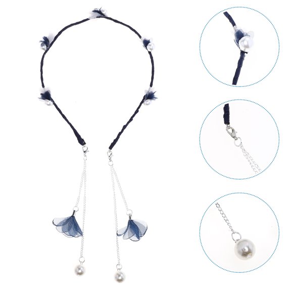 Luxshiny Delicate Navy Pearls Headpiece with Dangle Tassel for Weddings and Parties