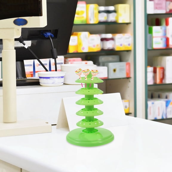 Luxshiny Desktop Decorative Green Lollipop Display Rack with Convenient Multi-Hole Secure Candy Holders