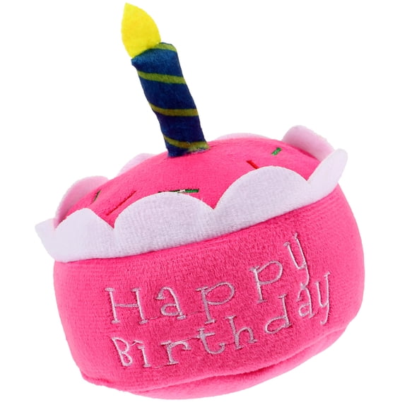 Luxshiny Dog Squeaky Birthday Toy Pink Plush 1Pack