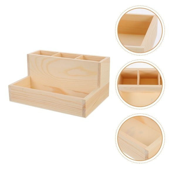 Luxshiny Double Layer Nail Tools Storage Box Khaki Wooden Design for Manicurists 1Pcs