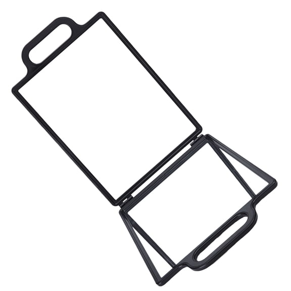 Luxshiny Double Side Mirror Black Folding Salon Mirror Portable Unbreakable Handheld Styling Tool