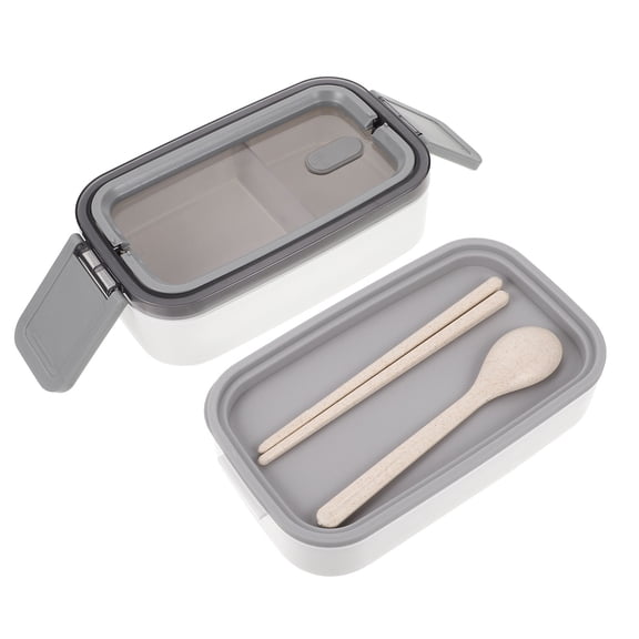 Luxshiny Doublelayer Portable Bento Box Food Separation with Leakproof Seals for Storage Use White PP 2Tier