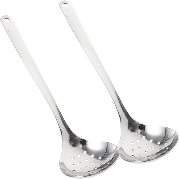 Luxshiny Set of 2 Stainless Steel Draining Spoons with Holes, Wall-Mounted Design for Restaurant Use