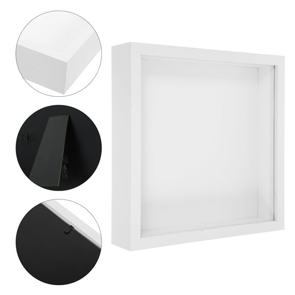 Luxshiny Dried Flower Display Frame White Wooden Square Specimen Display 1Pcs