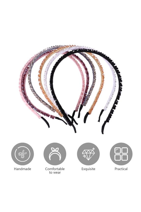 6Pcs Crystal Imitation Beads Hair Hoop Assorted Color Fashion Accessory