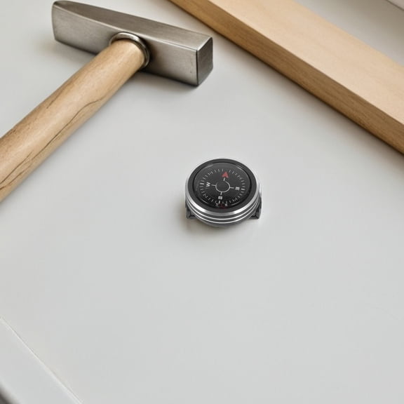 Luxshiny Metal Compass Watch Black Aluminum 2Pcs