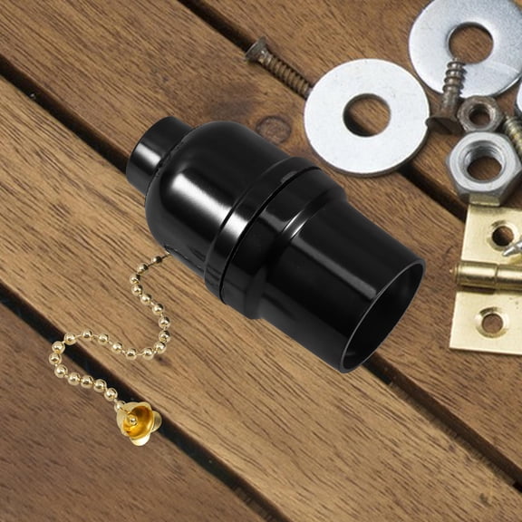 Luxshiny Durable Black Lamp Socket Replacement with Pull Chain for Ceiling Light Fixtures