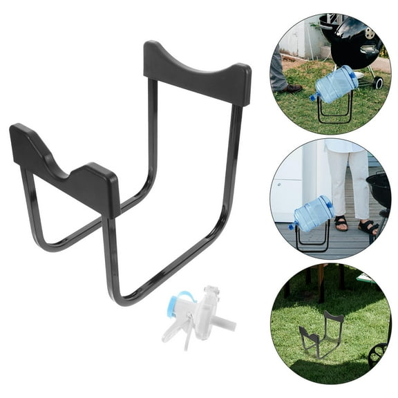 Luxshiny Sturdy Black Plastic and Iron Water Jug Holder Stand for Outdoor Water Bottle Storage and Organization