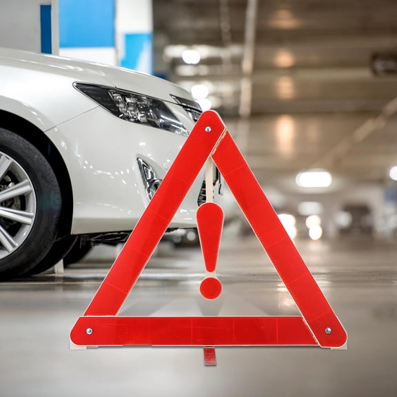 Luxshiny Durable Foldable Red Reflective Triangle Car Road Warning Sign with Support Base