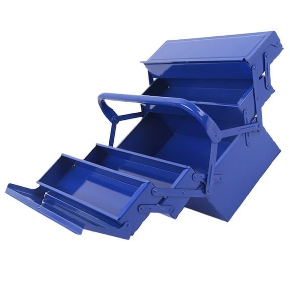 Luxshiny Durable Iron Tool Box for Home Use Blue Portable Storage Organizer with Sturdy Design 19.7 x 9.8 x 9.8 Inches