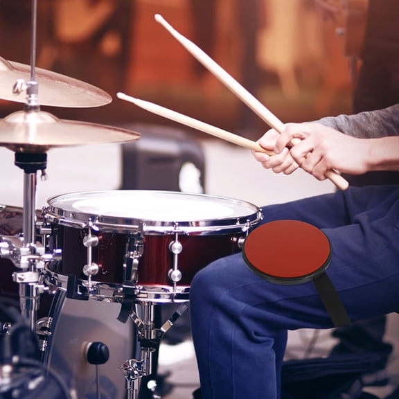 Luxshiny Durable Orange Silicone Drum Pad with Adjustable Strap and Nonslip Bottom for Drum Practice