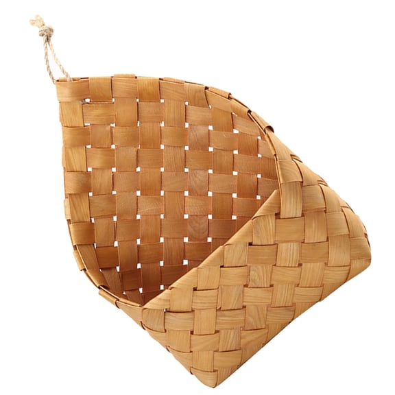 Luxshiny Durable Plastic Woven Hanging Basket for Storage Use Light Brown 12.5 x 8.5 x 6 Inches