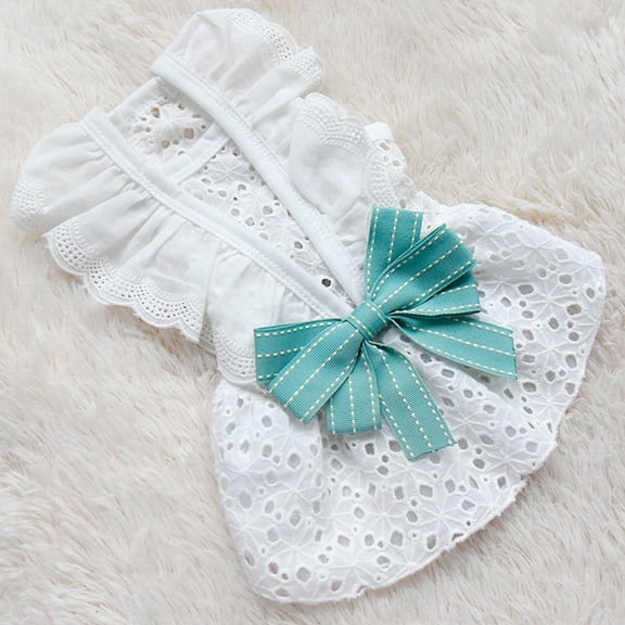 Luxshiny White Cotton Pet Clothes Comfortable Dress for Dog Outdoor Walking and Cosplay Parties