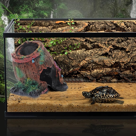 Luxshiny Easy to Clean Brown Resin Reptile Hide for Versatile Pet Use and Habitat Ornament