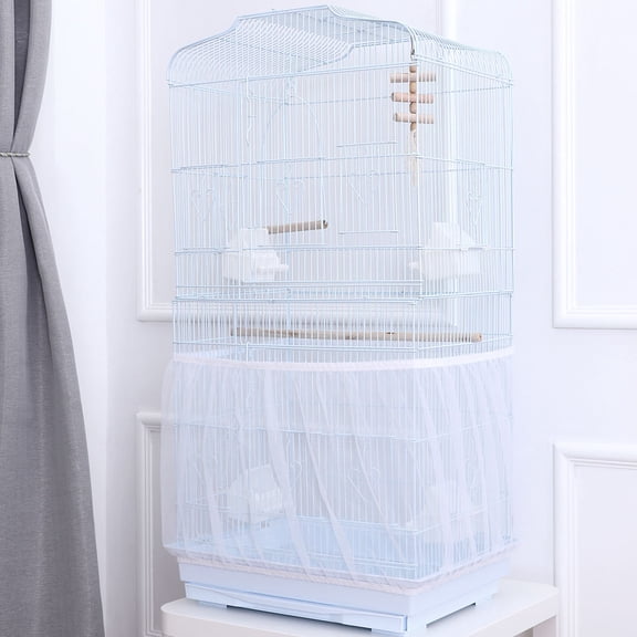 Luxshiny Elastic Mesh Cage Net Cover White for Bird Cage Mess Control and Air Flow