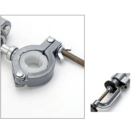 Luxshiny Electric Drill Stand Clamp Vise Plastic Table Holder Silver 1Set