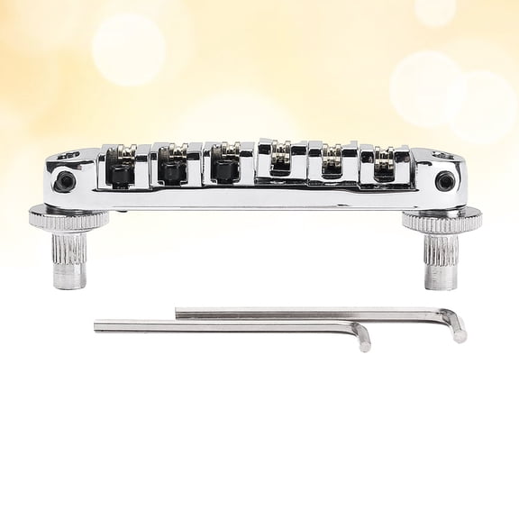 Luxshiny Electric Guitar Locking Bridge with Roller Saddles Plated Silver for Smooth Harmonics Adjustment