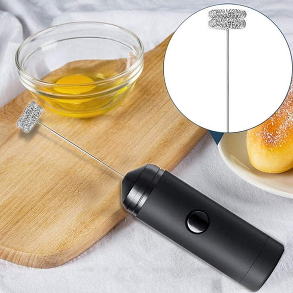 Luxshiny Electric Milk Frother Handheld Black Automatic Mixer for Kitchen Coffee and Egg Beating