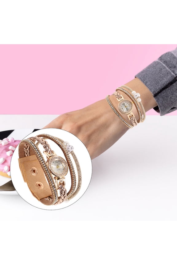 Beige Women's Quartz Bracelet Watch Stylish Design Durable for Daily Wear and Special Occasions