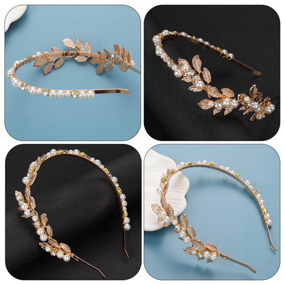 Luxshiny Elegant Golden Leaf Fashion Wedding Hairband Delicate Headdress for Bride