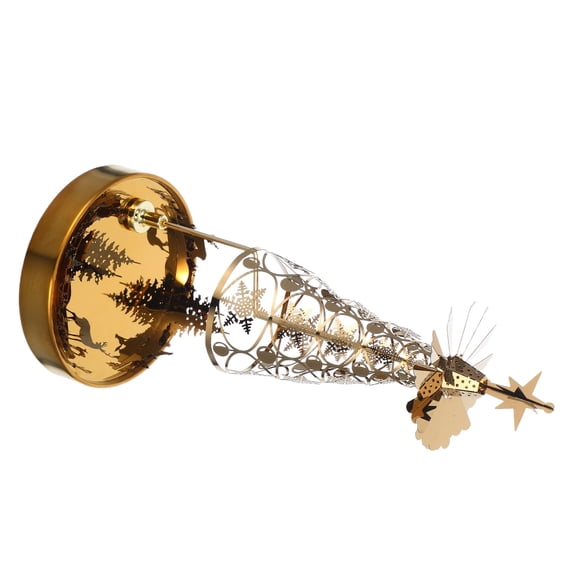 Luxshiny Elegant Golden Rotating Candle Holder Carousel Tea Light Stand for Christmas Table Centerpiece