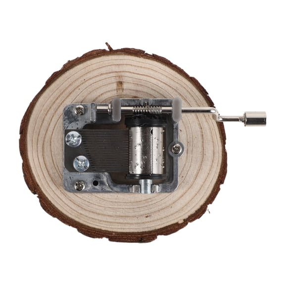Luxshiny Hand Crank Music Box with Tree Bark Log Design, Elegant Home Decor and Soothing Melody for Relaxation
