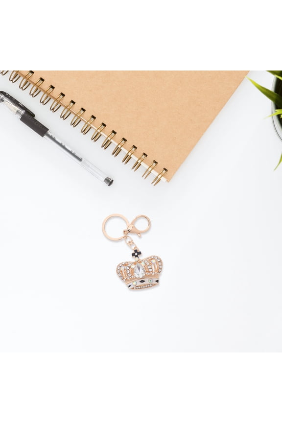 Elegant Sparkling Crown Keychain with Crystal Pendant for Handbag Accessory