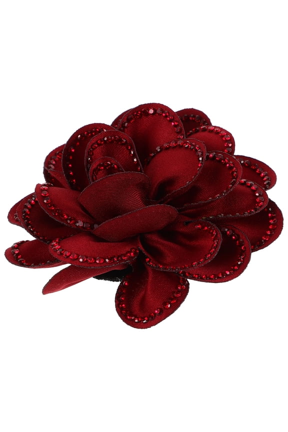 Elegant White Shoe Charm Clip with 3D Polyester Flower and Rhinestone for Winter Boots