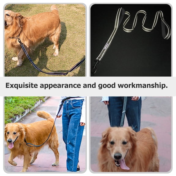 Luxshiny Double Handle Heavy Duty Black Nylon Dog Leash 180cm