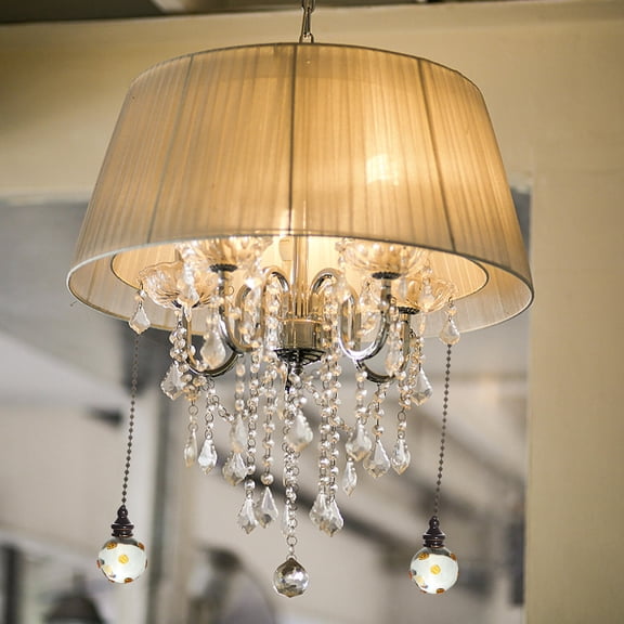 Luxshiny European Style Black Crystal Pull Chain Lamp Pendant for Home Lighting