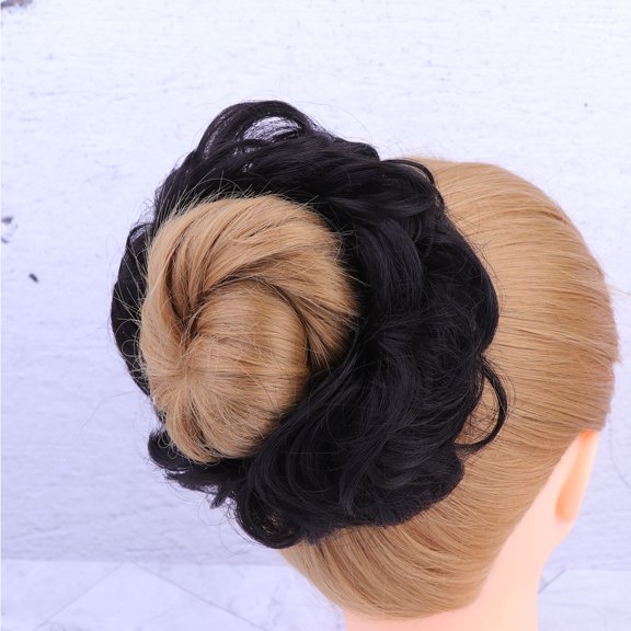 Luxshiny Extensions Wavy Hair Wrap Black Hair Bun Net Add Volume and Fullness to Bun or Ponytail 1Set