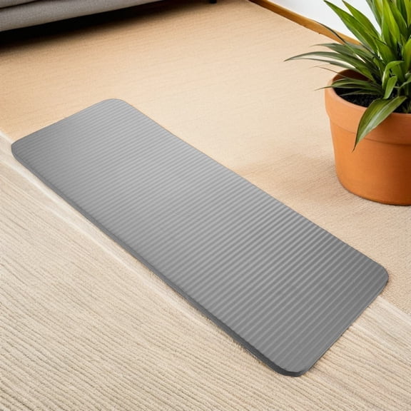 Luxshiny Extra Thick Yoga Mat Cushion for Home Fitness and Outdoor Training Grey Rubber Non Slip 1Set