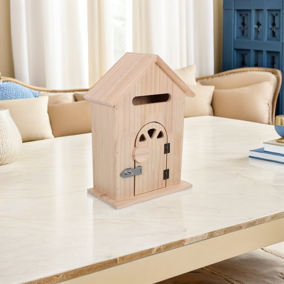 Luxshiny Large Wooden Farmhouse Outdoor Mailbox with Lock, Wall Mounted Drop Box for Home and Garden