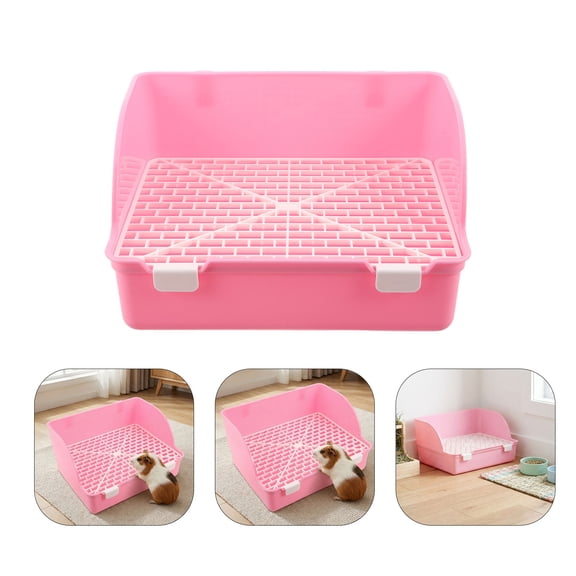 Luxshiny Litter Box with Grate and Splash-Proof Pan, Ideal Toilet for Small Pet Cages and