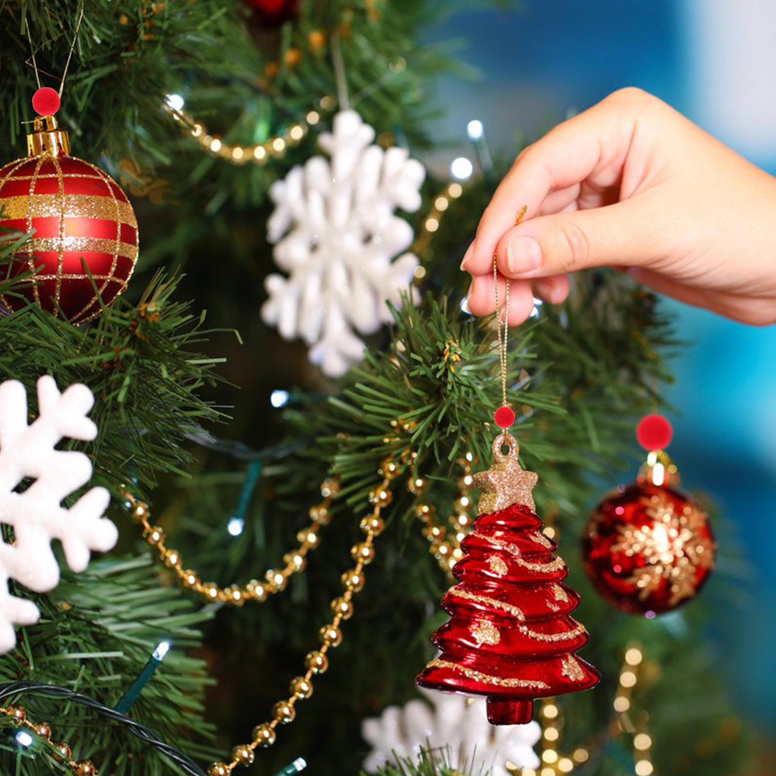 Luxshiny Plush Red Craft Pom Poms Soft for Holiday Christmas Decorations and Festive Projects