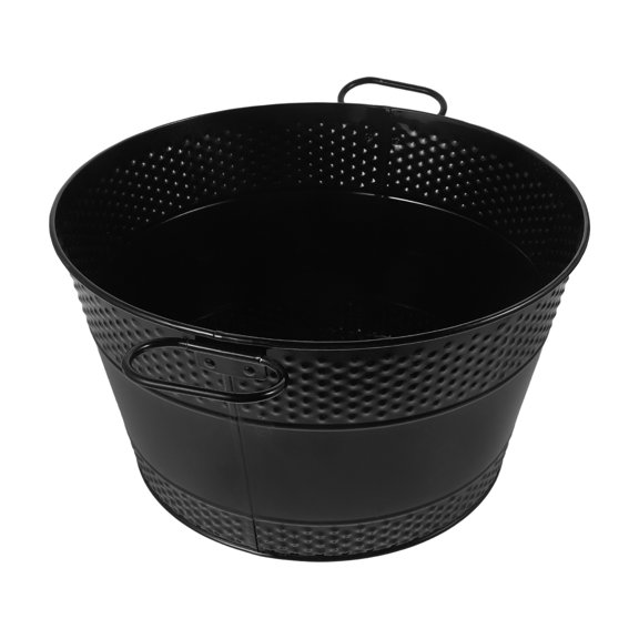 Luxshiny Firewood Carrier Bucket with Handles Black Metal Coal Storage Container for Indoor Fireplace