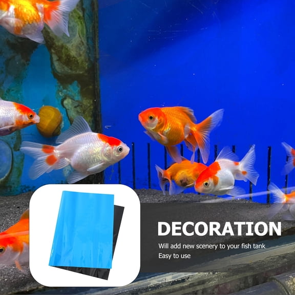Luxshiny Fish Tank Adhesive Background Blue Film Rectangle Background Decoration 1Pcs